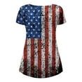thumbnail image 5 of Ecqkame American Flag Shirt Tops Womens 4th of July T-Shirts Women's Independence Day Patriotic V-neck Button-down Meat Covered Short Sleeve Tops Dark Blue XXL, 5 of 5