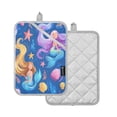 thumbnail image 2 of 2Pack Heat-Resistant Quilted Cotton Potholders - Stylish Kitchen Grips for Hot Pots & Pans Ovens Elegant Two Mermaids, 2 of 7