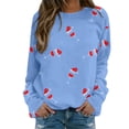 thumbnail image 1 of Gibobby Sudadera de Navidad para mujer Blusa de manga larga con cuello en O para mujer, para uso diario, en casa, al libre, con estampado navideño(Azul,CH), 1 of 5