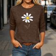 thumbnail image 6 of Dolkfu Minimalist Oversized Tshirts for Women Brown Pull-on Crew Neck 3/4 Sleeve T-Shirts Printed Casual Floral Tops Brown,S, 6 of 6
