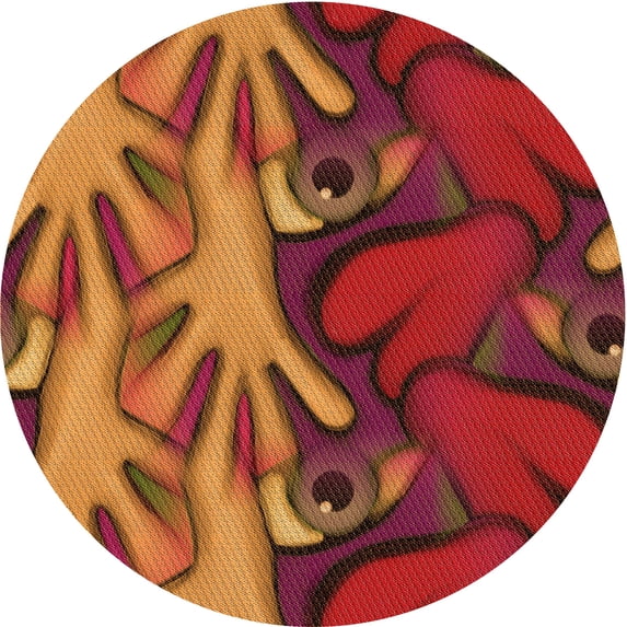 Ahgly Company Indoor Round Patterned Papaya Orange Area Rugs, 5' Round