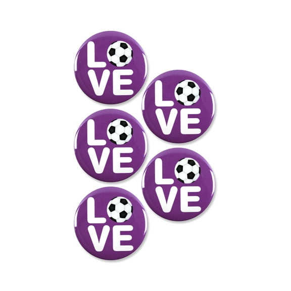 5 Pack - Love Soccer Sports Pinback Buttons - 2.25 Inch