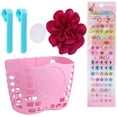 thumbnail image 3 of MINI-FACTORY Kid's Bike Basket, Cute Flower + Bling DIY Crystal Stickers Bicycle Front Handlebar Basket for Kid Girls (Hot Pink), 3 of 5
