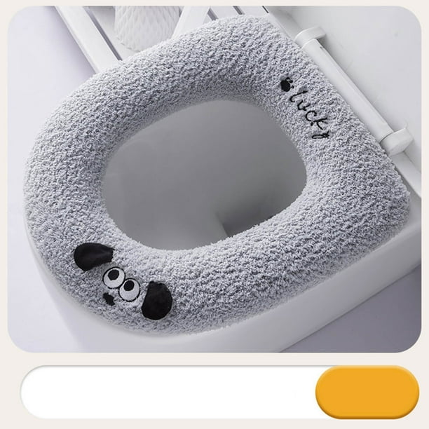 Asiento de inodoro para decoración del hogar, grueso y con asa, para invierno, lavable, de punto, para baño