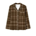 thumbnail image 4 of ITSAME 2-Piece Pajama Sets for Womens, Plaid Buttons Notch Collar Tops Stretch Pants Casual Loungewear Brown M, 4 of 5