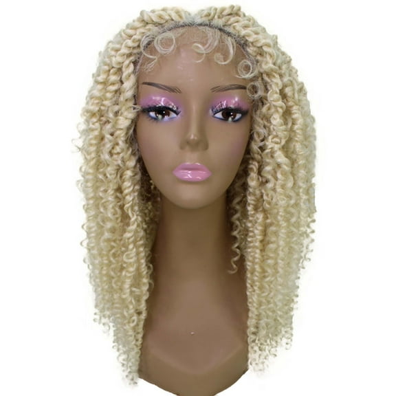 LUXLUXE Tierra Ginger Wig for Women Curly 19" Long Lace Braided Gray Wig, Heat Resistant Fiber Hair