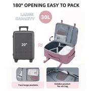 WANDF 18 Carry on Travel Backpack with Clear Toiletry Bag,30L Airline Approved Personal Item Bag 18x14x8 with USB Port, Laptop Backpack Casual Daypack for Weekender Business(Pink)