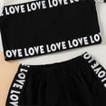 thumbnail image 3 of StylesILove Baby Toddler Girls Love Print Mesh Short Sleeve T-Shirt and Sporty Shorts 2pcs Activewear Outfit (Black, 70/3-6 Months), 3 of 6