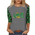 thumbnail image 1 of Camiseta de Cuello Redondo de Impresión Casual de Manga Superior de 3/4 de las Mujeres, Poliéster Ligero para la Fiesta de Verano de Primavera Y Diario, 1 of 1