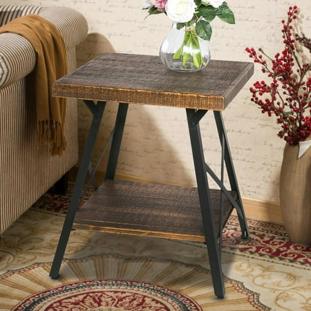 Harper&Bright designs Solid Wood Coffee Table with Metal Legs, End Table/Living Room