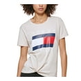 thumbnail image 2 of Tommy Hilfiger Women's Tie Front Logo T-Shirt Gray Size Small, 2 of 3