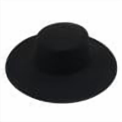 Women Large Wide Brim Flat Top Fedora Hat, Solid Color Felt Big Oversized Brim Dress Hat, Elegant Party Photo Shoot Fashion Floppy Hat for Ladies Black One Size