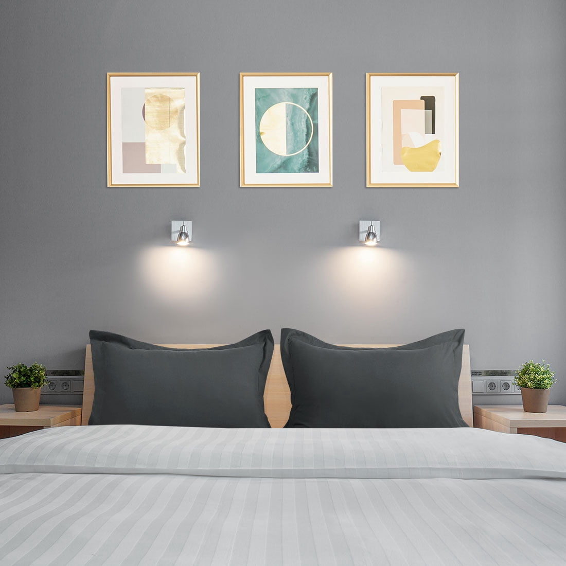 Unique Bargains 2-Pack Envelope Closure Pillow Sham Standard Grey