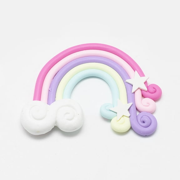 Handmade Polymer Clay Cabochons Rainbow Colorful 36~40x47~53x3mm Polymer Clay
