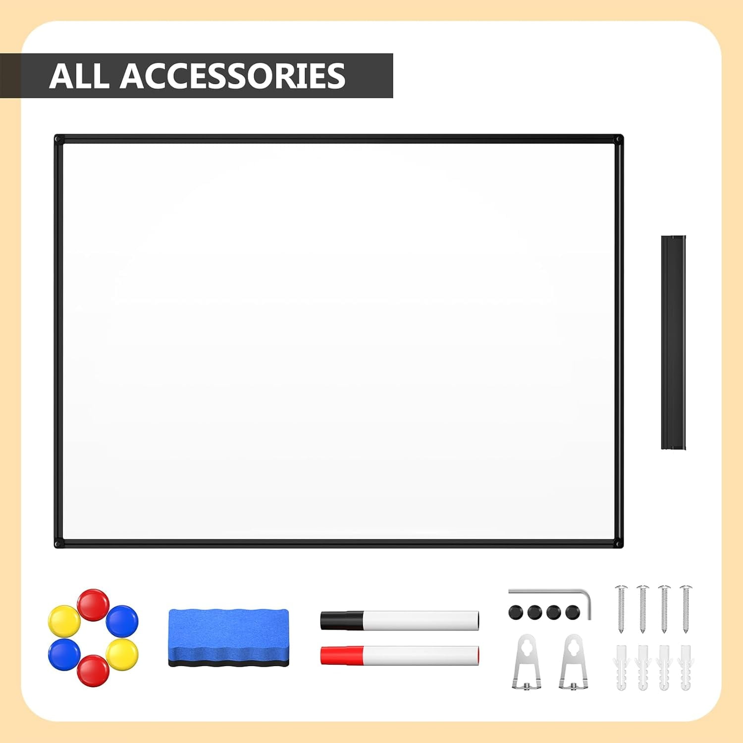 46" X 33" Magnetic Dry Erase Whiteboard with Black Aluminum Frame, Hanging Whiteboard for Home, School, Office, Kitchen