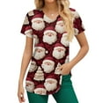 thumbnail image 3 of Garbnen Christmas Scrub Tops Funny Xmas Printed V Neck Short Sleeve Fall Scrubs Top for Women Nurse Working Uniforms with Pocket S-5XL, 3 of 5