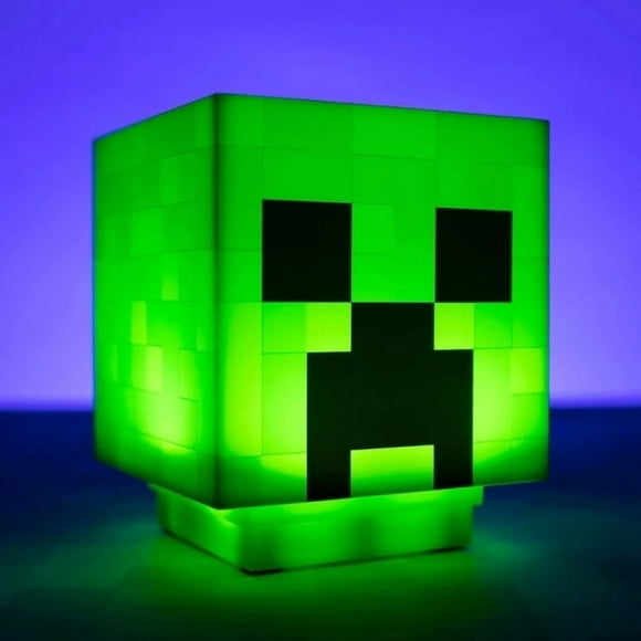 Minecraft Creeper Lamp, Decorative Night Light, LED Lamp with Game Sound, Rechargeable, Crib Lamp, Wall Lamp (Green)-Xin