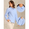 thumbnail image 2 of DARING DIVA Textured Shirt for Women's Work Office Button Down Shirts S Blue, 2 of 6