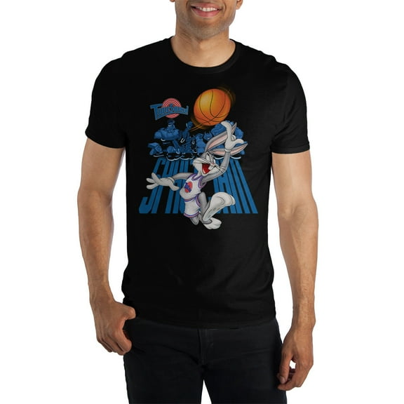 Space Jam Showing Off Bugs Bunny T-Shirt, Nerdlucks Enemies Background Shirt-Large