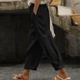 thumbnail image 2 of Cmtiyu Cotton Pants for Women, Baggy High Waist Drawstring Straight Leg Pants, Casual Travel Vacation Trousers With Pockets, S-3XL, 2 of 10