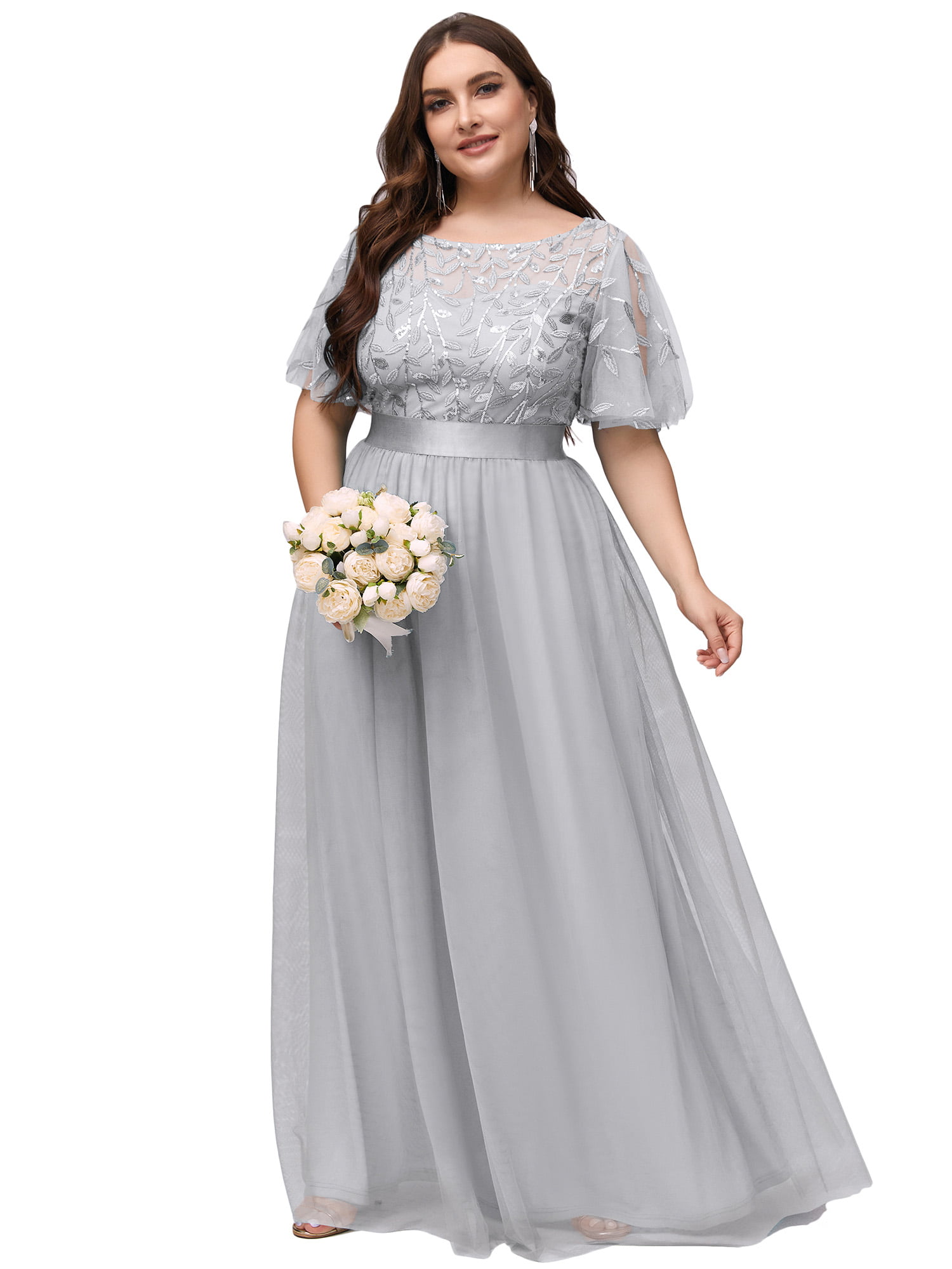US Ever-Pretty Plus Size Sleeve Long Evening Gown Bodycon Bridesmaid Party Dress 