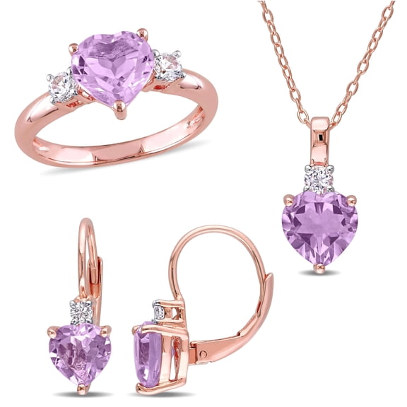 Everly Women's Created Sapphire and Created Amethyst Rose Gold Plated Jewelry Set