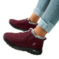 thumbnail image 1 of Dakaela Bottes de Neige pour Femmes Imperméables Doublées en Molleton Bottillons d'Hiver Légers Confortables à Enfiler Chaussures de Marche d'Extérieur Rouges 7, 1 of 8