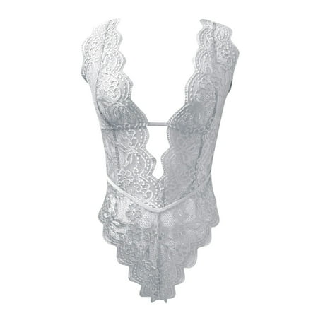 

Lingerie For Women Lace One-Piece Lingerie Deep V Teddy Bodysuit