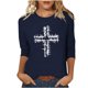 thumbnail image 3 of TaTaai Womens Casual Easter Cross Printed Blouse 3/4 Sleeve Round Neck Loose Fit Top Fashion Soft Comfortable Lightweight Shirt for Spring Summer Daily Gift, 3 of 6