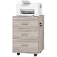 thumbnail image 1 of Vinsetto 3 Drawer File Cabinet with Lock and Wheels, Grey Wood Grain, 1 of 10