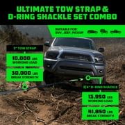 Rhino USA Heavy-Duty Recovery Gear Combos Off-Road Truck Vehicle Recovery (30 Strap + Shackles)