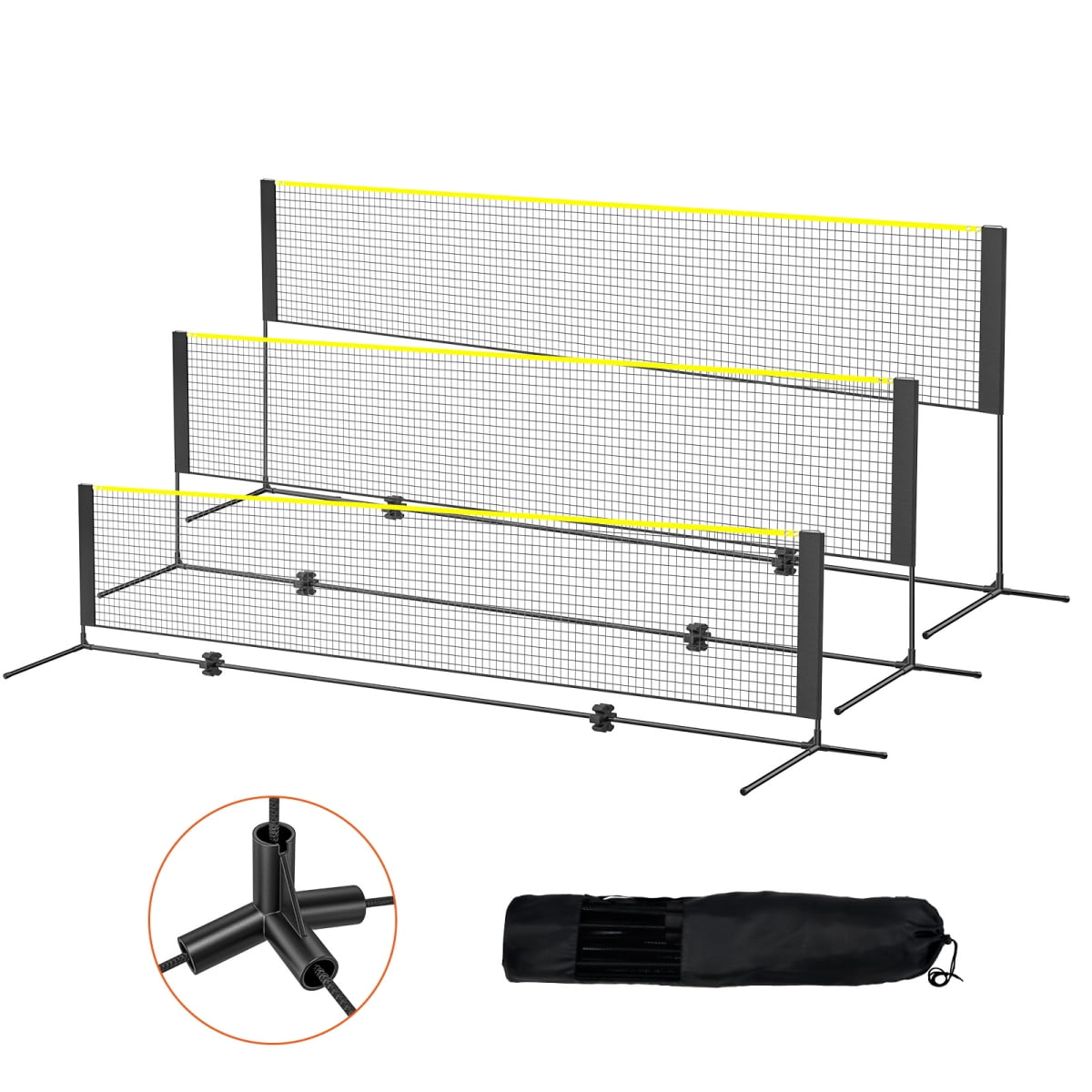 FENGFAN 14ft Foldable Multi-Sport Net Adjustable Height Portable Badminton Volleyball Pickleball Net Set 1 Pack