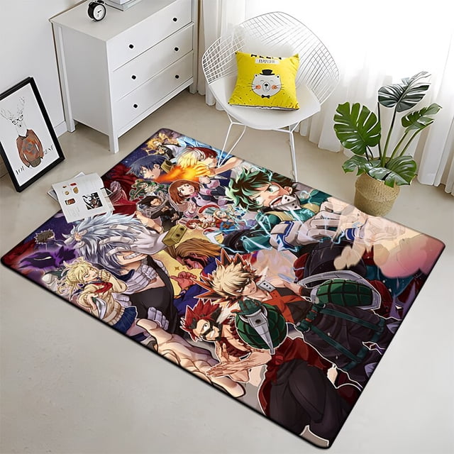 Hermosa alfombra de pintura negra Anime My Hero para sala de estar, área grande, decoración suave para el hogar, alfombra de Picnic bohemia2840x60cm (15x23 pulgadas)40x60cm (15x23in) zhangyuxiang unisex
