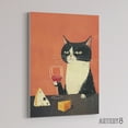 thumbnail image 2 of Tuxedo Cat Drinking Wine With Cheese Canvas Wall Art Print 12X16", 2 of 4