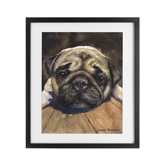 Stupell Industries Rustic Lodge Pug Soulful Portrait Black Framed Print Under Glass, 13 x 16, by George Dyachenko