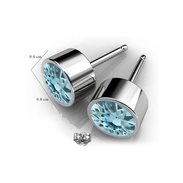 Swarovski Earrings March Birthstone Aquamarine Color Swarovski