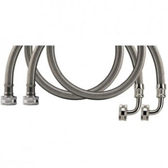 Certified Appliance WM48SSL2PK Braided Stainless Steel Washing Machine Hose with Elbow - 48 in.