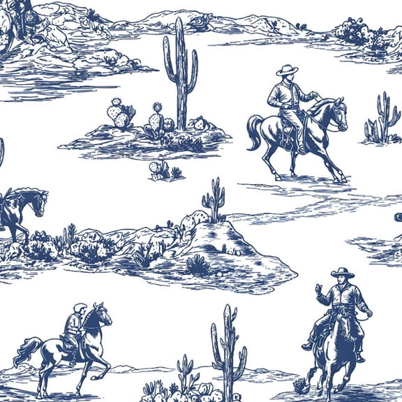 Western Peel and Stick Wallpaper Western Cowboy Riding Desert Cacti Rocky Landscape Wall Mural 23.6in x 9.8ft Self Adhesive Removable Wall Paper Renter Friendly Wallpaper for Bedroom Cabinets