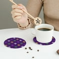 thumbnail image 6 of Disketp Purple Mardi Gras Funny Coasters,4 Pcs Leather Coasters With Holder, Perfect Housewarming Hostess Gifts,Protect Furniture From Water Marks Scratch And Damage, 6 of 9
