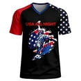 thumbnail image 2 of LEKWK USA Soccer Jersey for Men Patriotic V Neck Short Sleeve Fan Supporter Tees Tournament Mesh Top Statue Graphic Tee for Match Day Training Black L, 2 of 6