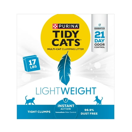 Purina Tidy Cats 4-in-1 LightWeight Clumping Cat Litter, Low Dust, 24/7 Odor Control, 17 lb. Box
