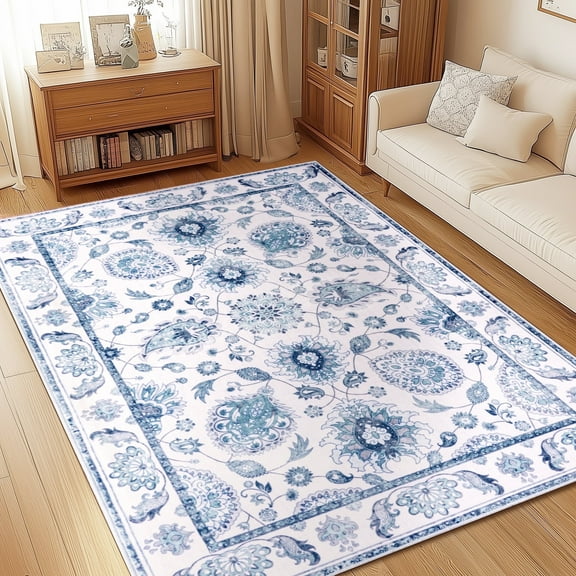 Socofuz Washable Area Rug, Vintage Oriental Carpet for Living Room Bedroom Dinning Room Home Office Nursery, 5'x7'