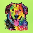 thumbnail image 2 of Smiling Dog | Colorful Neon Golden Retreiver | Dean Russo Art Animal Lover Unisex Hoodie Sweatshirt, Safety Green, 3X-Large, 2 of 6