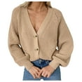 thumbnail image 1 of Cardigan Classique Long pour Femmes Taille Cardigans Transparents pour Femmes Été Manches Décontractées Col en V Boutons Cardigans en Polaire pour Femmes, 1 of 7