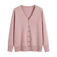thumbnail image 2 of Lixiuxyad Womens Open Front Cardigan Long Sleeved Knit Cardigan Solid Color And Elegant Worn As An Outer Layer Over Size Sweater.,Pink, 2 of 4
