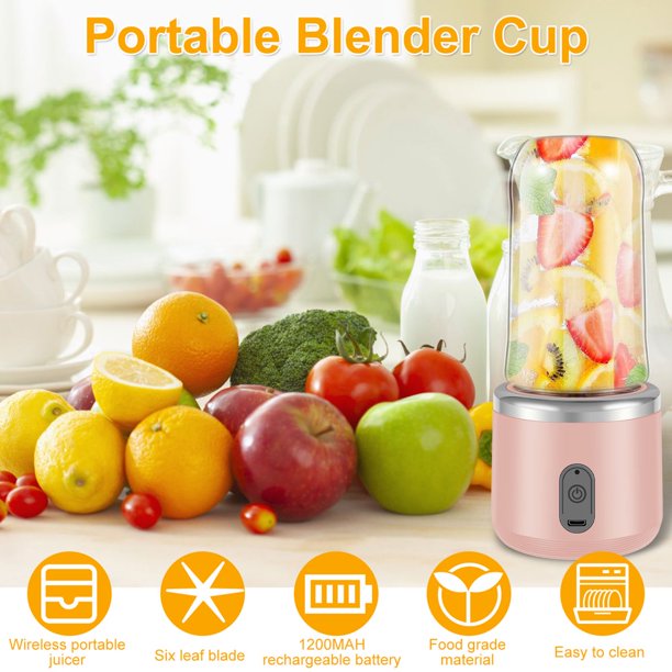 Mixeur Portable USB 400ml - Centrifugeuse 6 Lames Pour Jus - Marque Générique Rose