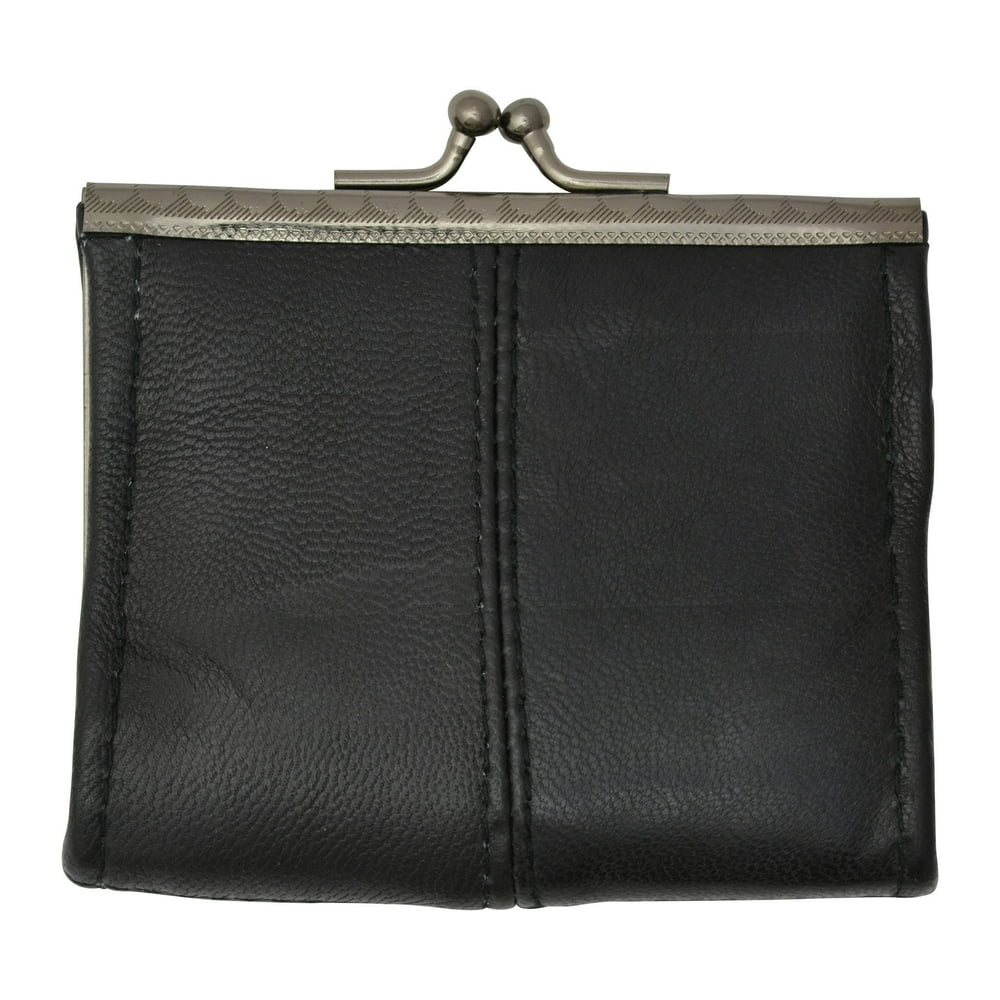 menswallet - Black Genuine Leather Change Purse with Twist Snap ...