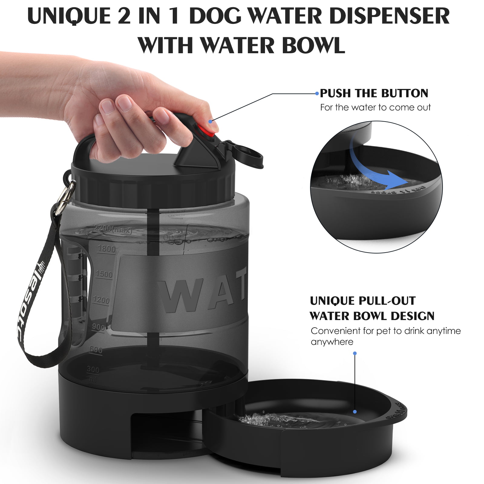 Pet Supplies : 77oz Travel Water Bowl for Dogs, Dog Water Bottle Dog Water  Dispenser for Camping Hiking with Pull-Out Portable Drinking Bowl for Large  Dogs 