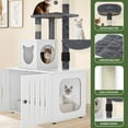 thumbnail image 5 of Uforic Cat Tree with Litter Box Enclosure, 2-in-1 Modern Cat Tower Combo, 53.5" Hidden Litter Box Furniture, White, 5 of 9
