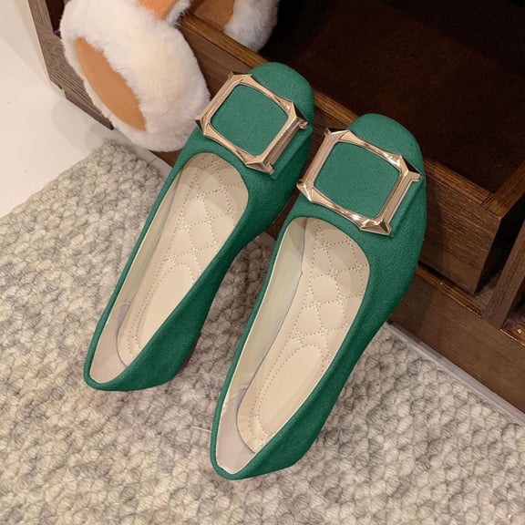 Xucatan Women's Fashion Pointed Toe Loafers with Buckle, Slip On Comfortable Flat Shoes, Versatile Solid Color Casual Walking Flats Gift